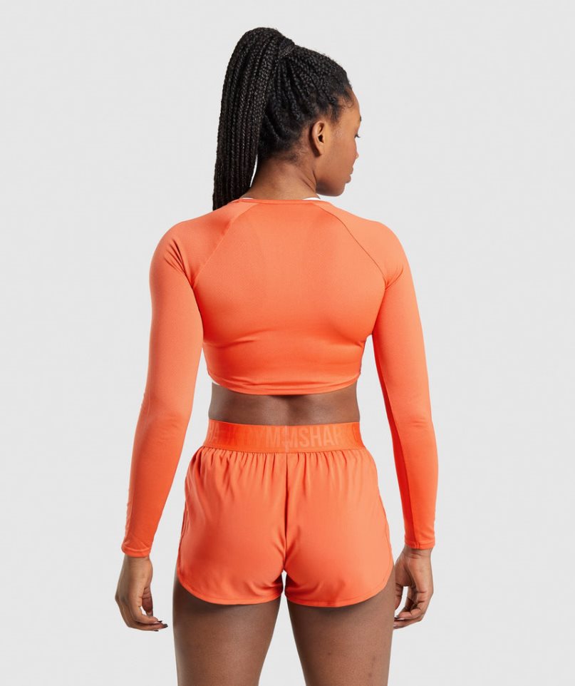 Women's Gymshark Training Long Sleeve Cropped Tops Orange | NZ 8ETYRA